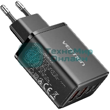 Сетевое зарядное устройство Vention на 4 порта GaN 50W USB (C+C+A+A) Черный