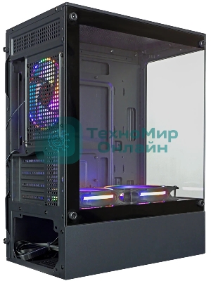 Компьютерный корпус Ginzzu CL475 mATX FAN 3*12LC4 передняя панель Стекло