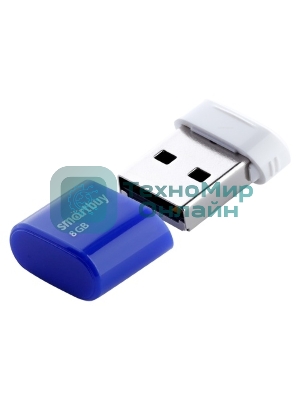 Флешка USB Smartbuy Lara Blue (SB8GBLara-B), 8Gb, USB 2.0, R/W 15/5, белый/синий