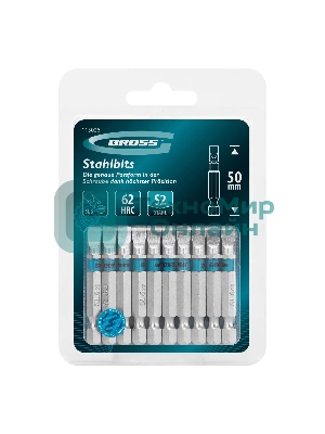 Бита Gross 113026 SL6,0х50 мм, сталь S2, шестигр., 10 шт.