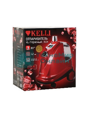 Отпариватель Kelli KL-7 красный, 2800 Вт, 90 г/мин, 3000 мл