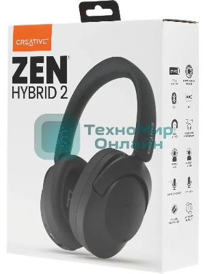 Беспроводные/проводные наушники Creative Zen Hybrid 2 черный, полноразмерные, Bluetooth 5.2 + проводной, активное шумоподавление