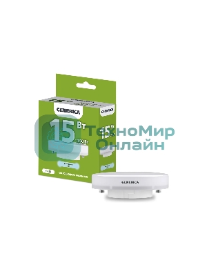 Лампа светодиодная GENERICA LL-T80-15-230-65-GX53-G T80 15Вт таблетка 6500К GX53 230В