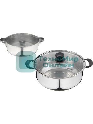 Кастрюля Promo, объем 2,9 л, из нержавеющей стали с крышкой из жаропрочного стекла 104615
