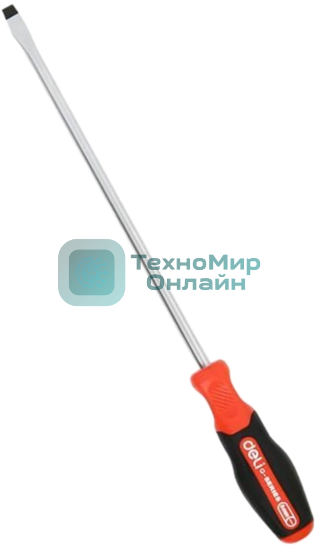 Отвертка шлицевая Deli DL3452 SL8x250мм сталь S2, матовый стержень, двухкомпонентная прорезиненная рукоять