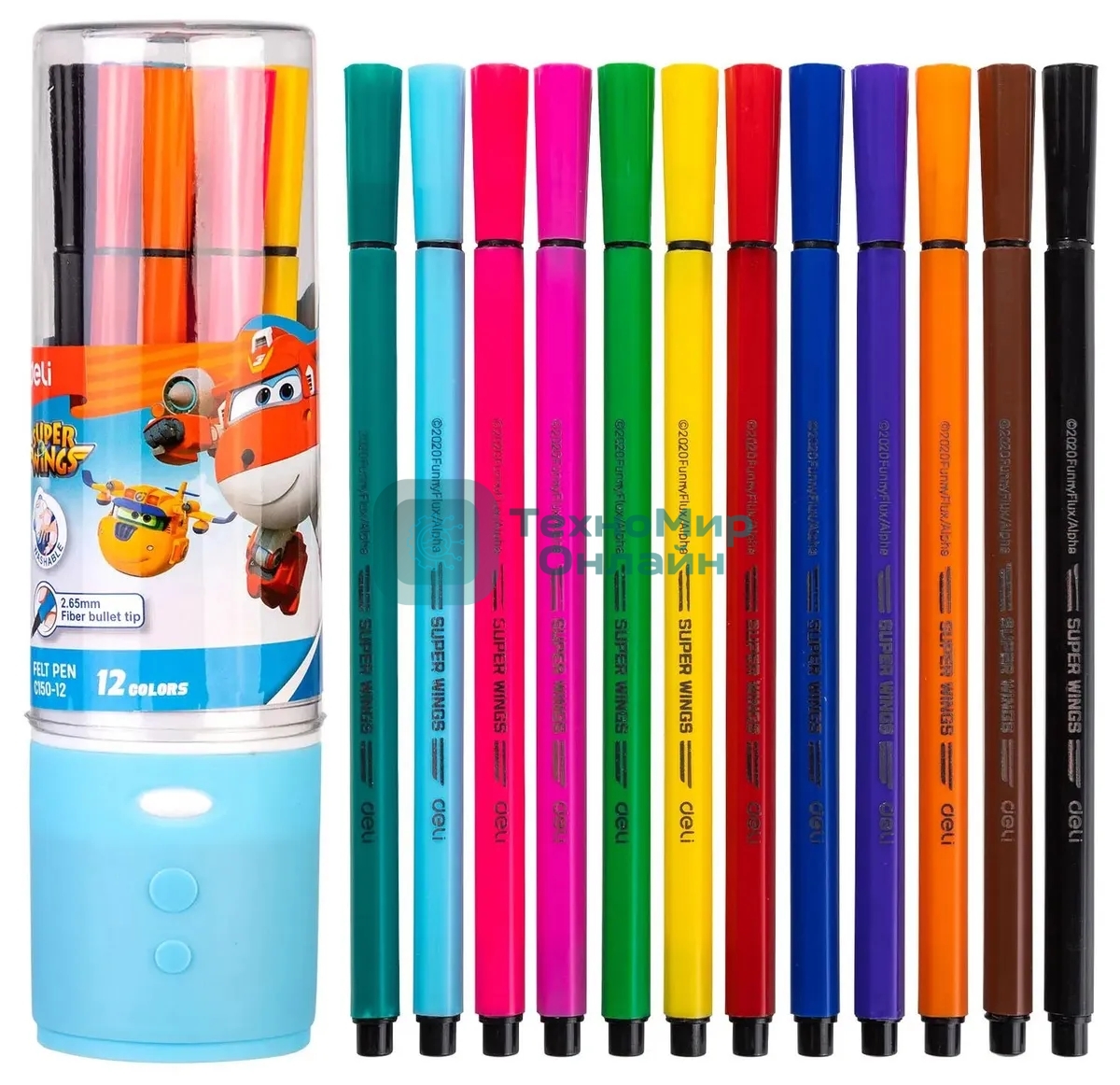 Фломастеры Deli EC150-12 Super Wings 12 цветов, пластиковая туба