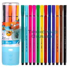 Фломастеры Deli EC150-12 Super Wings 12 цветов, пластиковая туба