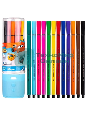 Фломастеры Deli EC150-12 Super Wings 12 цветов, пластиковая туба