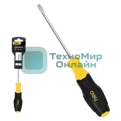 Отвертка шлицевая Deli DL6330751N 3х75мм сталь Cr-V, двухкомпонентная прорезиненная рукоять