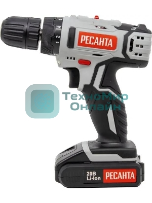 Дрель-шуруповерт аккумуляторная Ресанта ДА-20-2ЛК 75/14/11, Аккумуляторная, 20В, 2 АКБ, Кейс