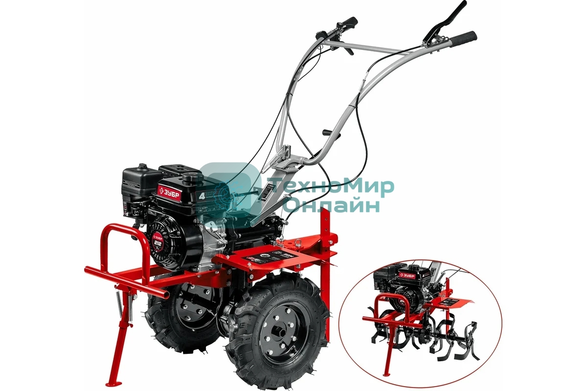 Мотоблок ЗУБР МТШ-500 бензиновый с ВОМ, 212 см3
