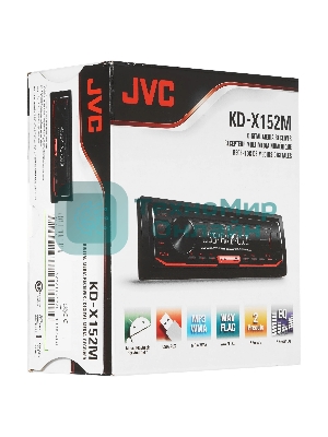 Автомагнитола JVC KD-X152M, 1 DIN, USB Type-A, AUX, съёмная панель