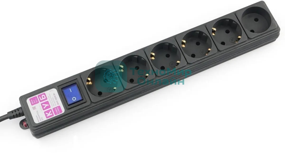Сетевой фильтр Powercube SPG6-B-3M 3м, 6 розеток, черный, коробка