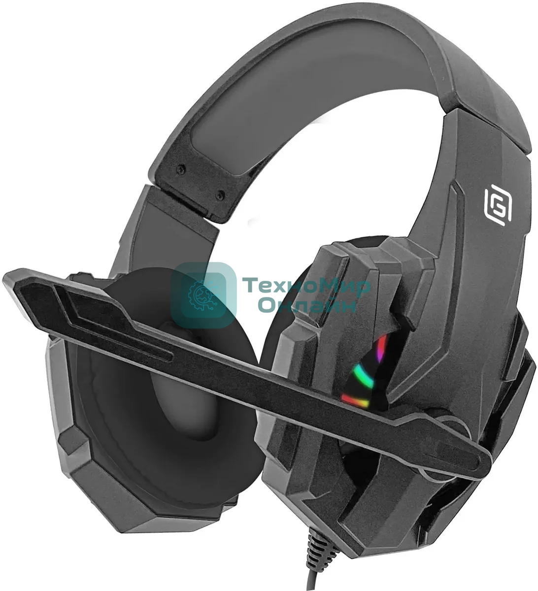 Гарнитура проводная с микрофоном Оклик HS-L355G черный 1.8м мониторные оголовье (1939807)