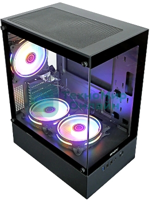 Компьютерный корпус Ginzzu CL475 mATX FAN 3*12LC4 передняя панель Стекло