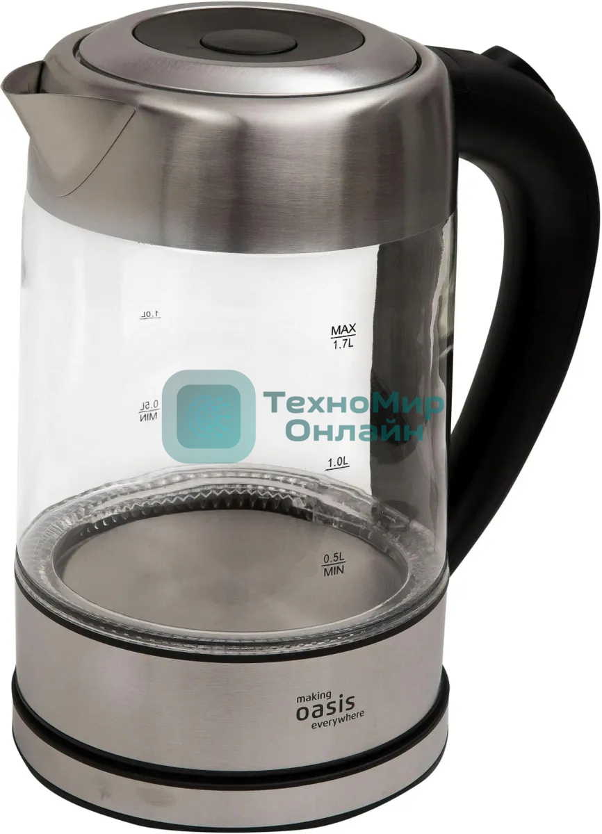 Чайник электрический Oasis K-7GS стальной+черный 1,7л. 2200Вт
