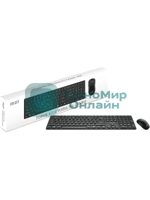 Комплект клавиатура+мышь MSI Forge K210 Combo беспроводной, USB, 1600 DPI, чёрный