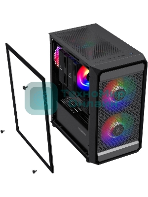 Компьютерный корпус XASTRA A303M 3FRGb Black mATX/Mesh/ tempered glass/2x140мм + 1x120мм FRGb fans/ A303M-2FC14F-1FC12F