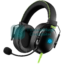 Гарнитура Defender Toxic чёрный, проводная, USB / mini jack 3.5 мм, подсветка