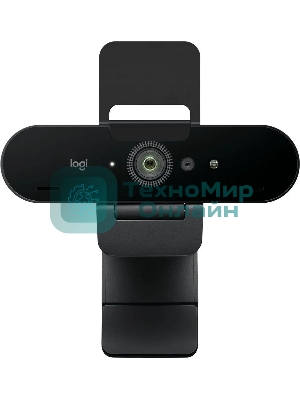 Веб-камера Logitech Brio 4K HDR 3840x2160, 30 кадр/с, USB Type-A, микрофон (2 шт, шумоподавление), автоматическая фокусировка, автоосвещение, HDR, шторка приватности, универсальное крепление