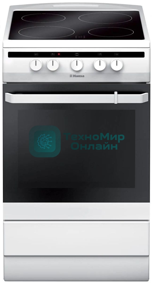 Плита электрическая Hansa FCCW54002 белый, конфорок 4 шт, духовка 68 л, 50 см x 85 см x 60 см
