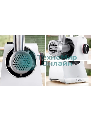 Мясорубка электрическая Bosch MFWS607W белый, 2100 Вт, 3.5 кг/мин, реверс, насадки - 4