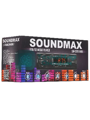 Автомагнитола Soundmax SM-CCR3169B, 1 DIN, Bluetooth, USB Type-A, AUX