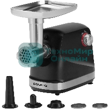 Мясорубка электрическая Polaris PMG 2582 черный, 2500 Вт, 2.7 кг/мин, реверс, защита от перегрузки, металлический лоток, насадки - 5