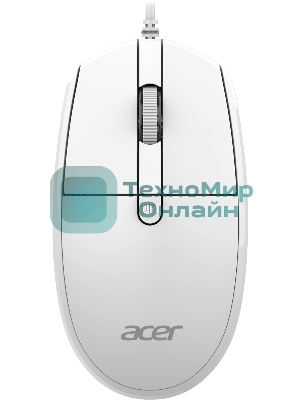 Мышь проводная Acer OMW401 белый, 2000 dpi, USB, кнопки - 4