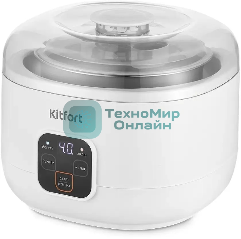 Йогуртница Kitfort КТ-6082 15Вт 1б. 1000мл упр.:электрон. белый