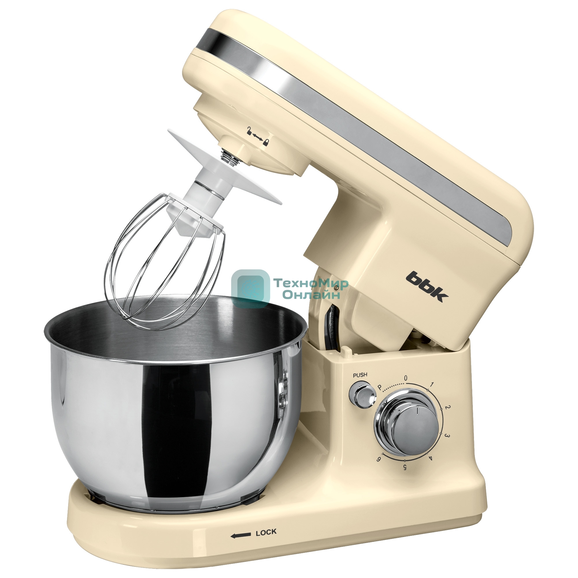 Миксер планетарный BBK KBM1401 бежевый, 1500 Вт, 4 л