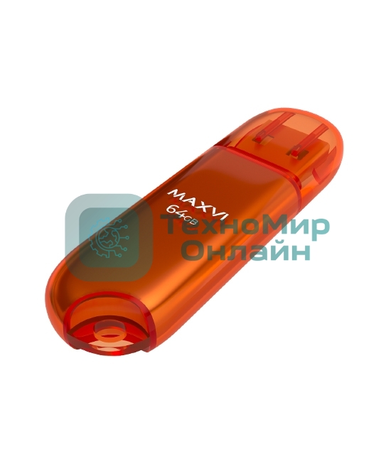 Флешка USB Maxvi P1 orange (FD64GBUSB20C10P1), 64Gb, USB 2.0, R/W 12/5, оранжевый