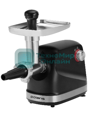 Мясорубка электрическая Polaris PMG 2582 черный, 2500 Вт, 2.7 кг/мин, реверс, защита от перегрузки, металлический лоток, насадки - 5