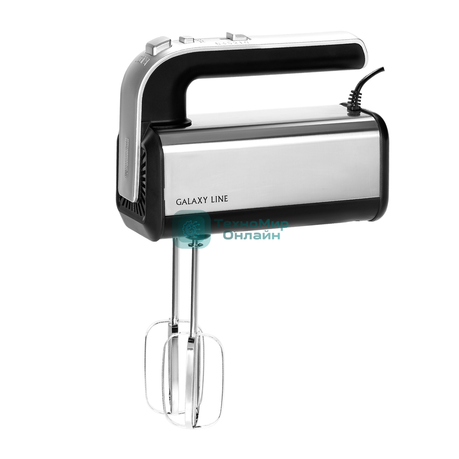 Миксер электрический Galaxy Line GL 2228, серебристый с черным, ручной, 700 Вт, 5 скоростей + режим “Турбо”