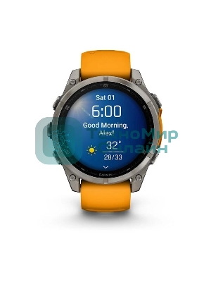 Смарт-часы Garmin Fenix 8 AMOLED Sapphire титановый серый, оранжевый 47мм