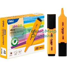 Текстовыделитель Deli EU366-OR Jumbo, скошенный пишущий наконечник, 1-5мм, оранжевый