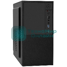 Компьютерный корпус Minitower ExeGate BAA-308UC-UNS350 (mATX, БП UNS350 с вент. 12см, 1хUSB/1хUSB 3.0/1хTypeC, HD Audio, черный)