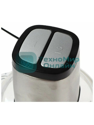 Измельчитель Willmark WMC-7288SS (550Вт., стекл. чаша 2л., рез. основ, корпус нержав. сталь, чёрный)