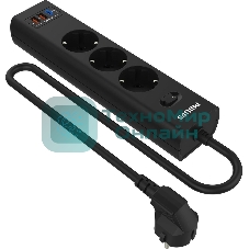 Сетевой фильтр Philips CHP4336BB/51, 3 м, 3 розетки, черный