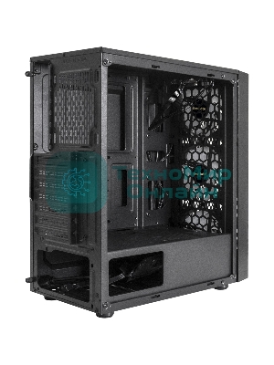 Компьютерный корпус Miditower ExeGate EVO-8243-EVO800 (ATX, БП EVO800RGb с вент. 12 см, 2хUSB+1хUSB 3.0, черный, 3 вент. с RGb подсветкой, боковая панель - закаленное стекло)