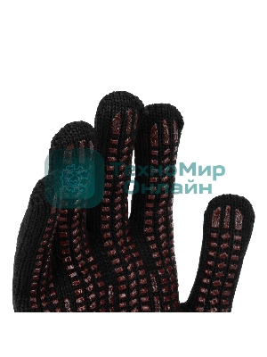 Перчатки трикотажные Сибртех акрил, усиленные, ПВХ-гель Протектор, черный, 10 класс