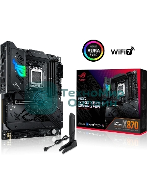 Материнская плата ASUS ROG STRIX X870-F GAMING WIFI, AM5, AMD X870, 4xDDR5, 2xSATA, 4xM.2, 1xPCI-E 5.0 x16, 1xPCI-E 4.0 x4, 1xHDMI, 1xDP, 2xUSB-C USB4, 1xUSB-C 10Gbps, 5xUSB-A 10Gbps, 4xUSB-A 5Gbps, 1x 2.5Gb LAN, 2x3.5 мм, 7.1, ATX