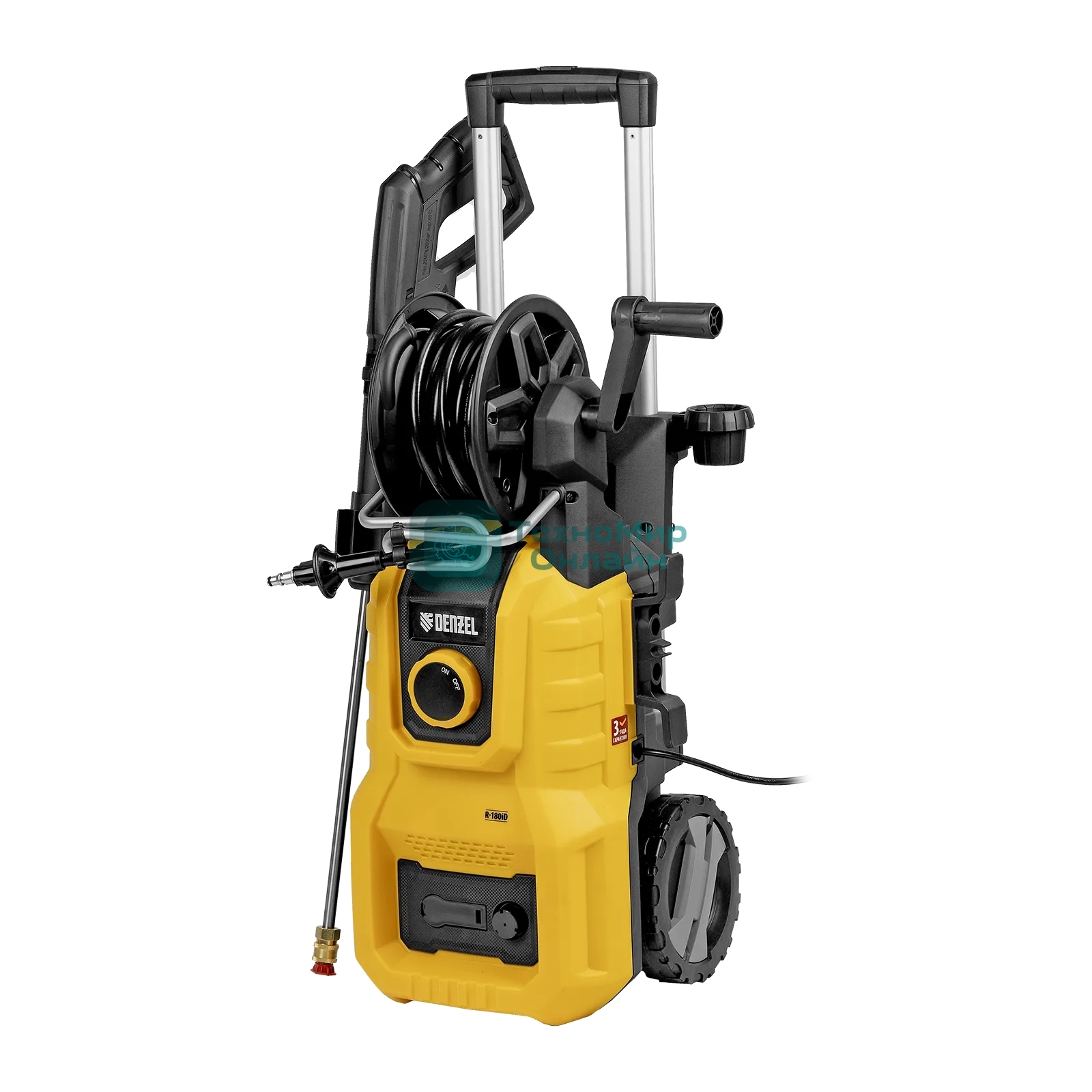 Моечная машина высокого давления Denzel R-180iD, 2000 Вт, 180 бар, 420 л/ч, асинх. двиг., бараб.
