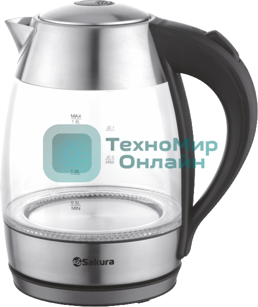 Чайник электрический Sakura SA-2727SBK (1.8) стекл подсв