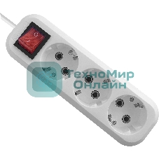 Удлинитель с заземлением Defender L330 16 А, 3 м, заземление, выключатель