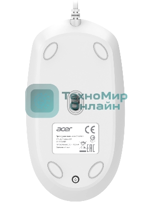 Мышь проводная Acer OMW401 белый, 2000 dpi, USB, кнопки - 4