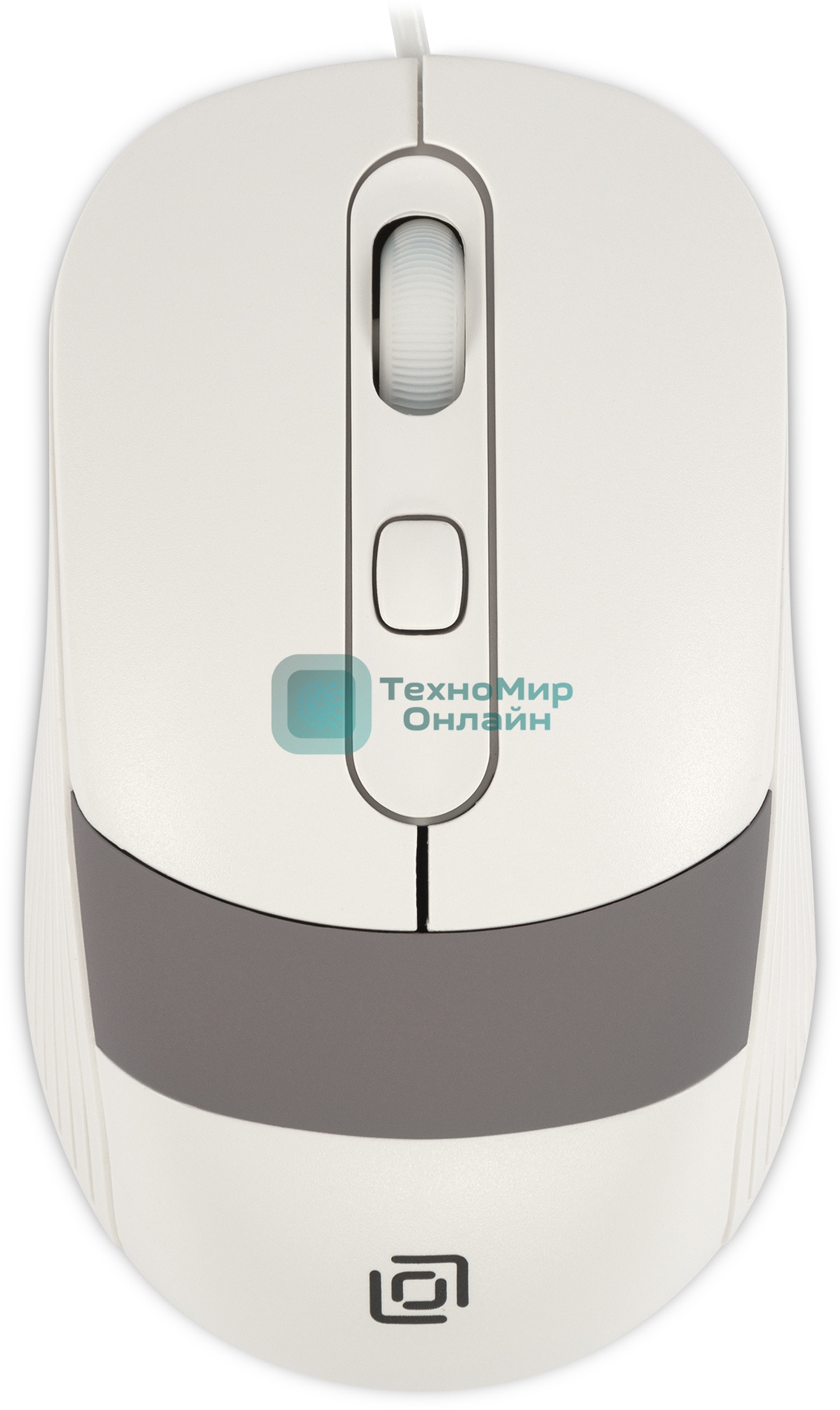 Мышь проводная Oklick 310M белый/серый, 2400 dpi, USB, кнопки - 4