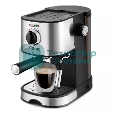 Кофеварка рожковая Kitfort KT-753 черный/нержавеющая сталь, молотый, 1 л, 850 Вт, 15 бар