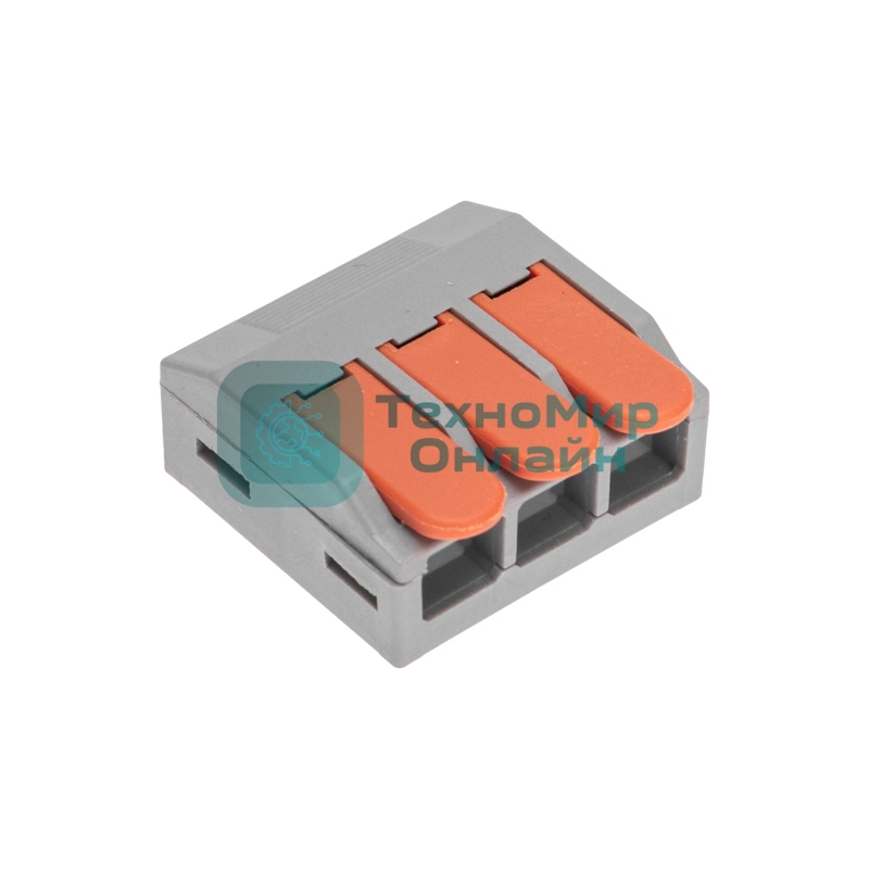 Универсальная клемма Rexant СМК 222-613/221-613, 3-проводная серая 0,5-4/6 мм² (25 шт/уп)