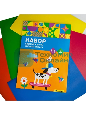 Набор картона/бумаги Silwerhof Скейтбордист 16 лист., 8цв., 230г/м2, 1 дизайн